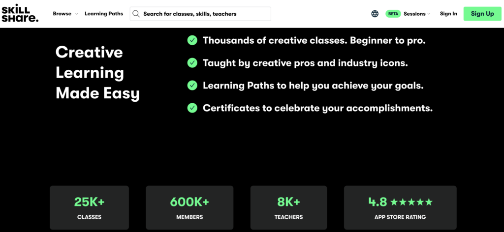  skillshare homepage