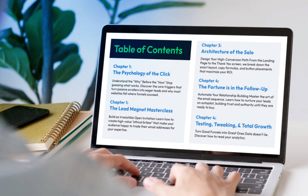 Example ebook table of contents layout with clear sections