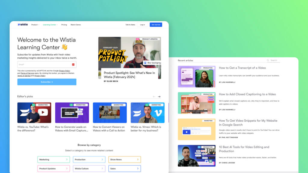  example of a video learning center including online demos and tutorials